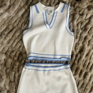 Freshman White and Blue Knit Skirt 2 Piece Set | Timeless Preppy | Size M